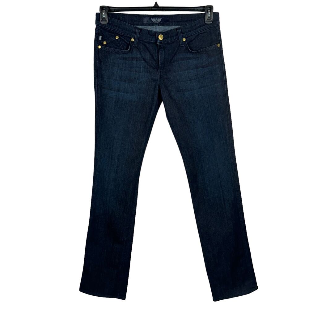 Rock & Republic SZ 31 Stella Jeans Embroidered Straight Leg Dark Wash Mid-Rise